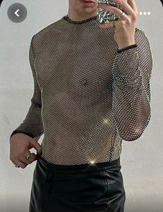 Party Top With Sheer Detail And Crew Neck, Sheer Crew Neck Mesh Top For Party, Black Crew Neck Mesh Top For Club, Summer Party Mesh Top With Crew Neck, Stretch Mesh Top For Club And Party Season, Long Sleeve Streetwear, Dress With Stockings, Mesh T Shirt, 2023 Fashion