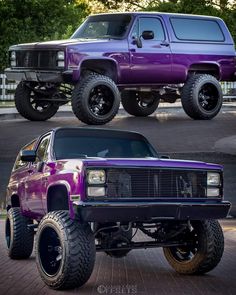 two pictures of the same truck in different colors