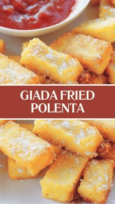 Giada Fried Polenta Polenta With Sausage, Recipes Using Polenta, Polenta And Shrimp Recipes, Giada Appetizers, Polenta Recipes Easy, Crispy Polenta Recipes, Polenta Dishes