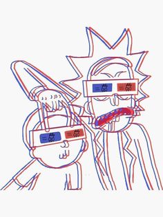 two people wearing 3d glasses with the same image on them