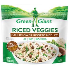 green giant rice veggies in a white bowl