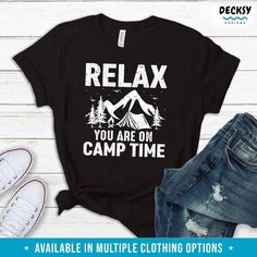 Camp Shirts, Camping Shirts, Enjoy The Sunshine, Camping Gifts, Camping Shirt, Happy Campers, Favorite Shirts, Sweatshirt Hoodie, Cotton Fiber