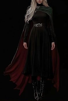 Female General Aesthetic, Dark Shadows Outfits, Goth Medieval Dress, Fantasy Book Outfits, Dark Fantasy Outfits Art, Dark Fantasy Aesthetic Outfits, Female Fighter Outfit, Medieval Winter Dress, Goth Fantasy Outfit