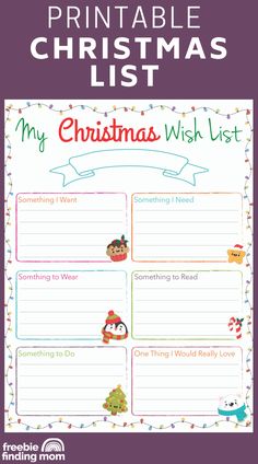 the printable christmas wish list for kids