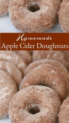 a pile of apple cider donuts sitting next to each other