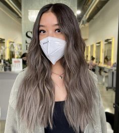 Asian Dyed Hair Balayage, Dimension Brunette Balayage, Hair Color Idea For Asian, Hair Asian Color, Ash Brown Hair On Asian, Ash Brown Hair Color Asian, Smokey Hair Color Brown, Smokey Ash Balayage, Asian Hair Ash Brown