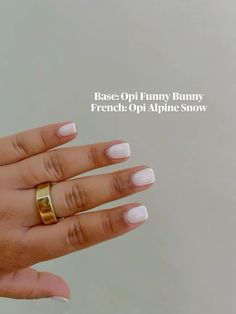 Cream And White French Tip Nails, French Tip Gel Polish, Opi Funny Bunny French Manicure, French Nails Funny Bunny, French Manicure Funny Bunny, French Tip Funny Bunny, Funny Bunny With White Tip Nails, Off White French Nails, Opi French Manicure Colors