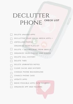 New year, new phone. Lets declutter! #declutter#declutteringtips #phone#digital#checklist#phonecases Clean Out Your Phone, Phone Cleanse, Cleaning Phone, How To Declutter Phone, Phone Checklist, Declutter Your Phone, Social Media Declutter, Phone Declutter, Phone Reset Checklist