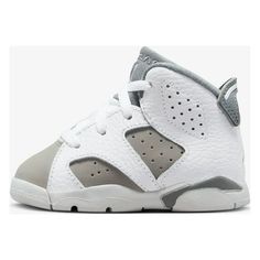 Nike Jordan 6 Retro Infant/Toddler Shoes Size: 10.  Color: White.  Gender: unisex. Jordan 1 Low Grey, Baby Jordan Shoes, Toddler Basketball, Jordan Retro 6, Air Jordan 6 Retro, Jordan Shoes Girls, Jordan 6 Retro, Womens Air Jordans, Soft Shoes