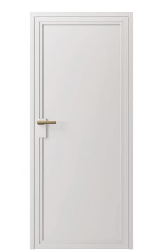 an open white door with a handle on the left side and right side, isolated against a white background