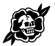 two black and white roses with skulls on them