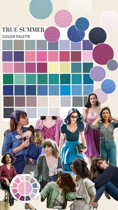 True Summer Celebrities, Cool Summer Color Palette Outfits, Summer Color Palette Outfits, Cool Summer Color Palette, True Summer Color Palette, Dark Summer, Summer Palette