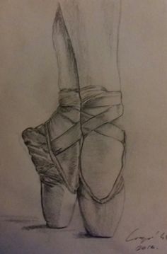 a pencil drawing of a ballerina's feet