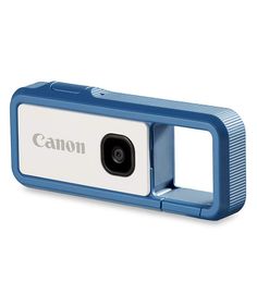 the camera is blue and white in color