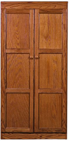 a wooden cabinet with three doors and two drawers