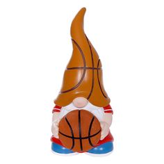 an inflatable statue of a gnome holding a basketball