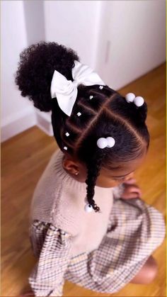 *Kids Hair Fashion place• | 🎀Kids Hairstyles ideas 🎀 • Source @whittiswit • #kidshairstyles #cornrowstyles #hairstyle #inspohair #hairstyleforkids | Instagram Little Kid Girl Hairstyles Black Natural, Quick Lil Girl Hairstyles Black, Six Year Old Hairstyles, Quick Easy Toddler Hairstyles, Kids Hairstyles Black Natural Hair Easy, Cute Easy Toddler Hairstyles, Elastic Hairstyles For Kids, Kid Protective Hairstyles, Little Kid Hairstyles Black