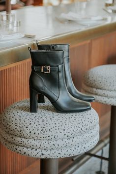 We're obsessed with the elevated aesthetic of the Lulus Audreyy Black Square Toe Buckle High Heel Ankle Boots! Smooth faux leather shapes these trendy boots that feature a square toe upper that rises to an ankle-high shaft with a cute shiny, gold buckle detail at the outstep. A 7"" zipper at the instep and a pull tab at back make for easy everyday styling while a sculpted blade heel completes the look! 3. 75" sculpted blade heel. Cushioned insole. Rubber sole has nonskid markings. Man made mater High Heel Ankle Boots, Trendy Boots, Lulu Fashion, Shoes Boots Ankle, Heel Ankle Boots, High Heel Boots Ankle, Boots Ankle, Black Square, Heeled Ankle Boots