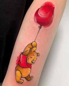 Winnie the Pooh by Marta Pari, an artist at Poison Tattoo Studio in Brescia, Italy. 67 Tattoo, Balloon Tattoo, Bear Tattoos, Tattoo Templates, Tattoo Women, Shoulder Tattoos For Women