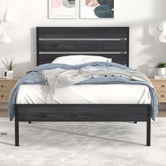 the bed is made and ready for someone to use it in their home or office