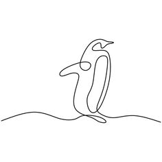 a continuous line drawing of a penguin