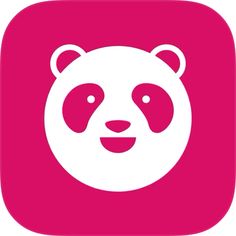 a panda face on a pink background