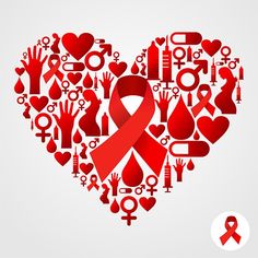 a heart shaped with various aids related items