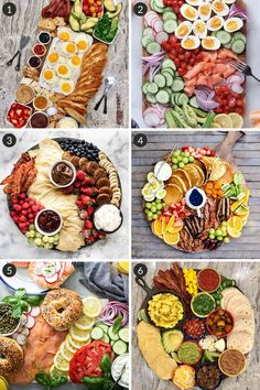 the steps to make a platter with different types of food and vegetables on it