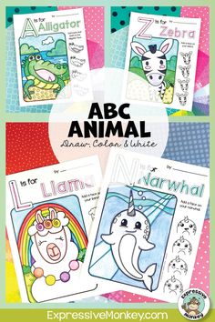 an animal coloring book with the title, abcc animal