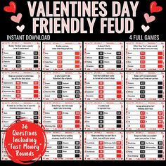 valentine's day printables for friends and family to play in the game