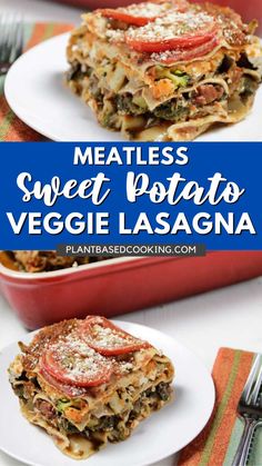 meatless sweet potato veggie lasagna is an easy and healthy meal