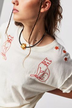 Horsin Around Tee | Free People Tee Embroidery, Doodle Shirt, Retro Graphic Tees, Embroidered Tee, Product Ideas, Custom Shirt, Tk Maxx, Fall Style, Fashion Tees