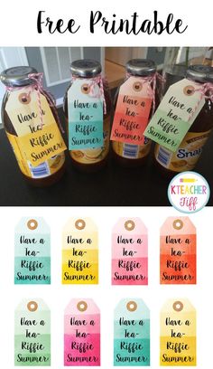 free printable gift tags for ketchup, tea and lemonade - perfect for summer