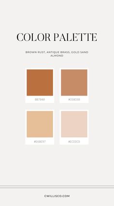 the color palette is shown in shades of brown, beige, and caramels