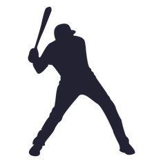 the silhouette of a baseball player with a bat in his hand, ready to swing