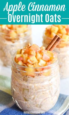 an apple cinnamon overnight oats in a mason jar