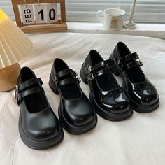 Fabric Material: PuColor: BlackHeels Height: 5cm/1.97" Black Japanese, Luxury Duvet Covers, Minimalist Shoes, Cute Sneakers, Girly Shoes, Vintage Inspired Design, Dream Shoes, Mary Jane Shoes, High Quality Leather