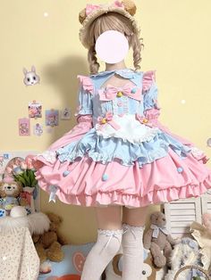 https://www.soufflesong.com/index.php?route=product/product&search=Oath+maid+cute+flower+bud+dress&product_id=2478&search=Oath+maid+cute+flower+bud+dress #Soufflesong#New Arrivals#Update#Oath maid cute flower bud dress Cute Pastel Dress, Cute Core Fashion, Cute Maid Outfit, Cute Clown Costume, Cute Kawaii Outfits, Harajuku Dress, Clown Dress, Magical Girl Outfit, Pink Wallpaper Girly