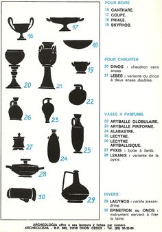 an advertisement for vases and bowls in french