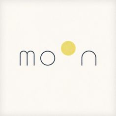 the word mom written in black and yellow on a white background with an orange dot