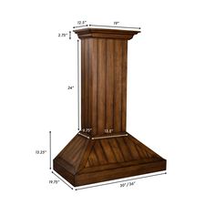 a wooden stove top with measurements for the bottom and side panels on it's sides