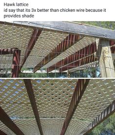 two pictures of the same metal structure with different angles and sizes, one showing how they are