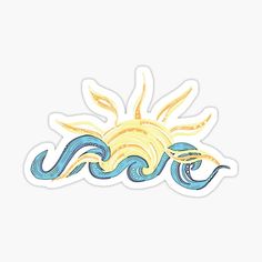 the sun and waves sticker on a white background