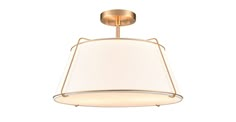 a light fixture with a white shade hanging from it's center point, on a white background