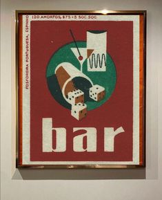 a sign that says bar with dices in the middle and other items on it