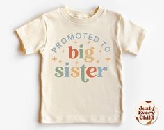 Promoted To Big Sister Shirt, Future Big Sister, Big Sister Shirts Pregnancy Announcement,  Baby Announcement Shirt ✧ All of the t-shirts and bodysuits at our shop are made of 100% certified pure organic cotton. Elegant t-shirt with round neckline and short sleeves. The loose fit and softness of the cotton gives you freedom of movement. ✧Our sweatshirts are very soft, cute and lightweight, bound to keep you warm. Kid's unisex cotton blouse made of cotton with elastic at the neckline, waist and s Big Sister Shirts, Baby Announcement Shirt, Promoted To Big Sister, Baby Announcement Shirts, Lil Sister, Sister Shirt, Big Sister Shirt, Sister Shirts, Cotton Blouse