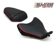 pair of black and red leather seat covers for the euro motorbike 2012 - present