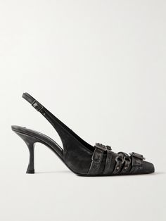 Acne Studios' slingback pumps are crafted from black leather that's distressed for a love-worn, vintage look. They're adorned with decorative buckled straps and have slender heels and pointed toes. Wear yours with everything from denim to midi skirts. Acne Studios Shoes, Acne Studio, Trends 2025, Buckled Heels, Raffia Bag, Shoes Heels Pumps, Boot Pumps, Midi Skirts, Distressed Leather