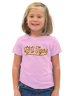 PRICES MAY VARY. 100% Cotton Imported Blue 84 fan favorite LSU Tigers kid's t-shirt This Louisiana State youth tee has a high quality graphic perfect for any little Tigers fan that loves to show their team pride Each LSU Tigers youth tee is made from a soft cotton that is the perfect weight for gamedays or a play date showing off your Tigers pride This t-shirt is a great addition to any young Louisiana State fans wardrobe All Blue 84 products are officially licensed by the universities and produ Tiger Kids, Play Date, Louisiana State, Lsu Tigers, Pink Sports, Cycling Workout, Celebrity Crush, Tigers, Louisiana