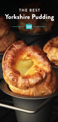 the best yorkshire pudding is on display in front of other pastries